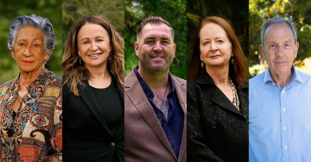 From left to right Chair Professor Eleanor Bourke AM, Sue-Anne Hunter, Distinguished Professor Maggie Walter, Travis Lovett, The Hon. Anthony North KC.